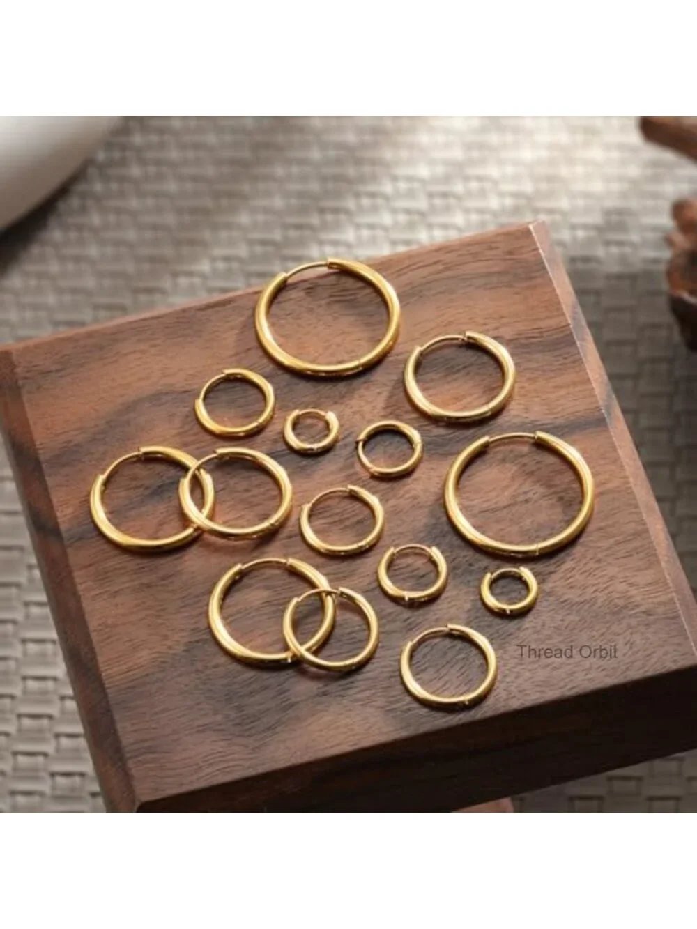 7 Pairs 18K Gold Plated Hoop Earrings Set Hypoallergenic Lightweight for Women